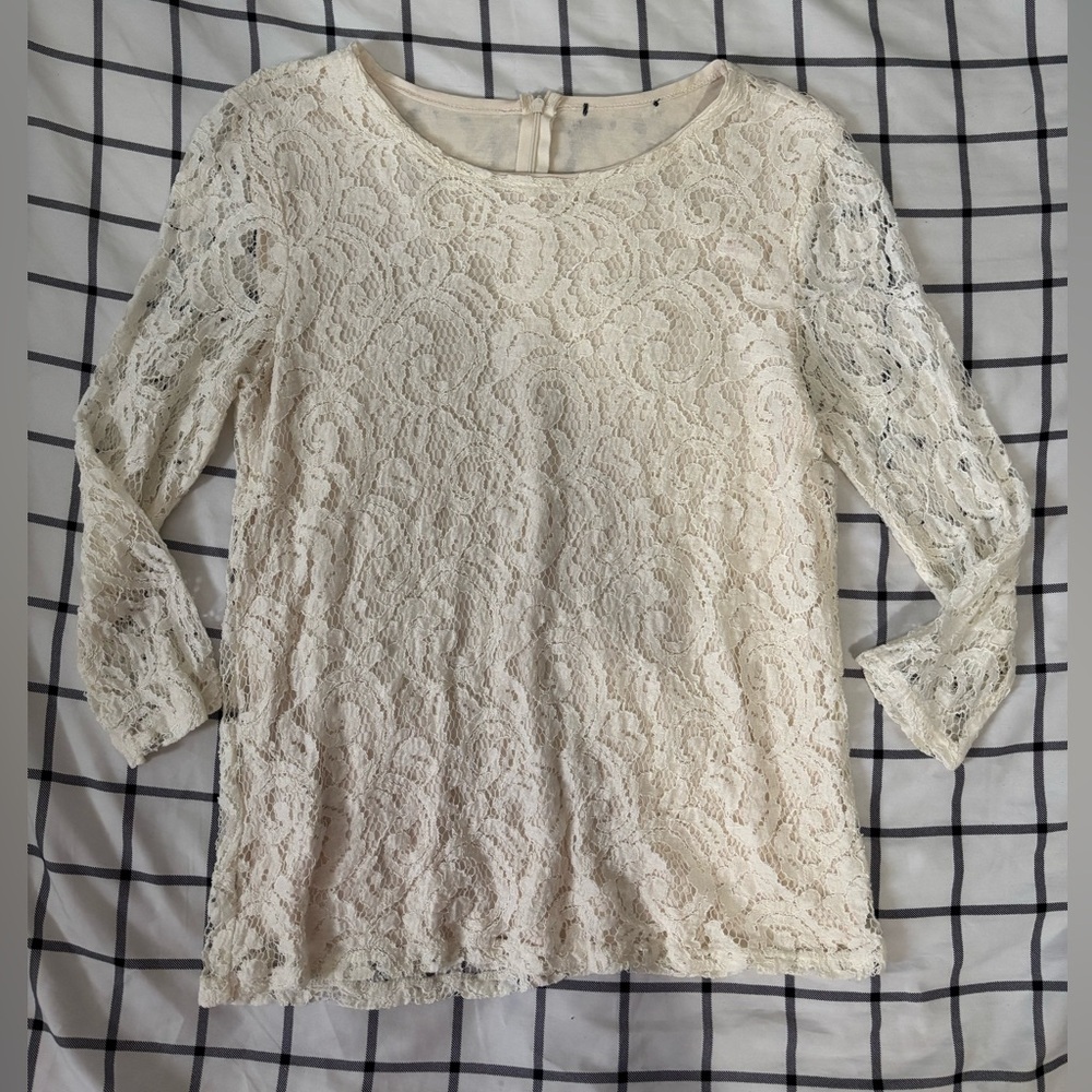 Elegant Cream Lace Top Women’s S